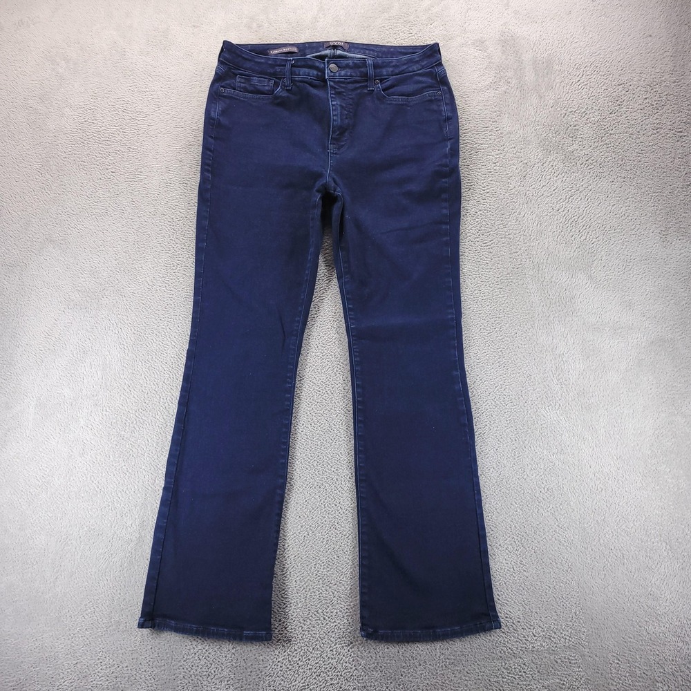NYDJ Jeans Womens 12 Blue Barbara Bootcut Mid Rise Dark Wash Stretch Denim